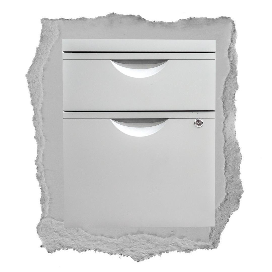 Filing cabinet on torn paper
