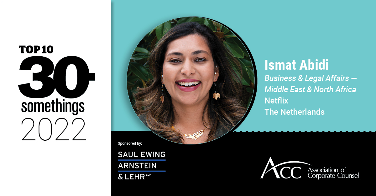 Ismat Abidi, Top 30s art, photo, job info., sponsor, Saul Ewing Arnstein & Lehr