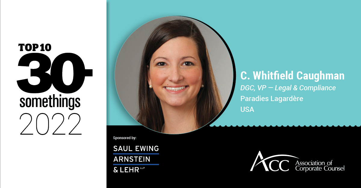 C. Whitfield Caughman, Top 30s art, photo, job info., sponsor, Saul Ewing Arnstein & Lehr