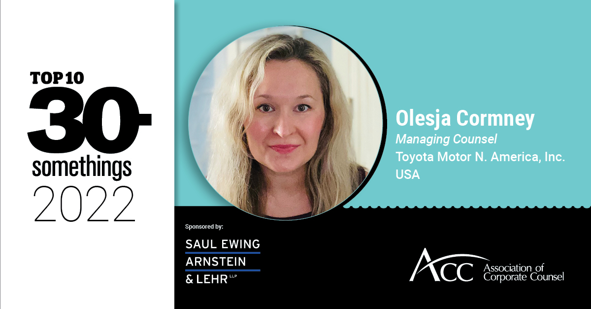 Olesja Cormney, Top 30s art, photo, job info., sponsor, Saul Ewing Arnstein & Lehr