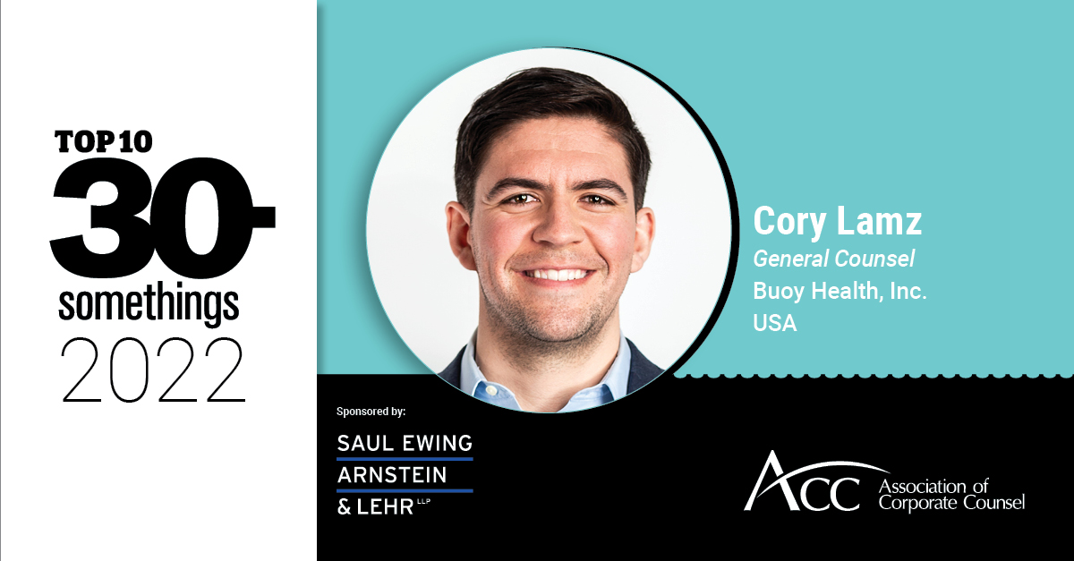 Cory Lamz, Top 30s art, photo, job info., sponsor, Saul Ewing Arnstein & Lehr