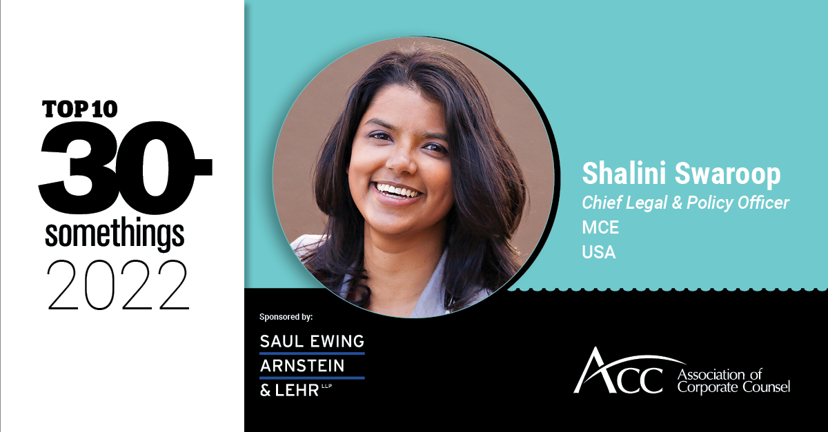 Shalini Swaroop, Top 30s art, photo, job info., sponsor, Saul Ewing Arnstein & Lehr