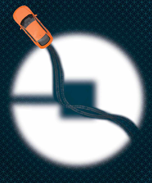 a car driving over the Uber symbol