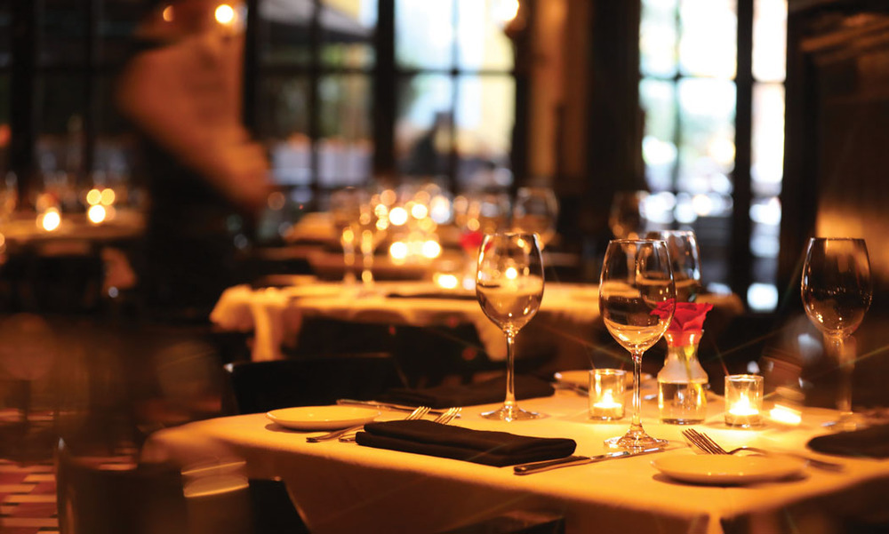 Table setting in a restaurant