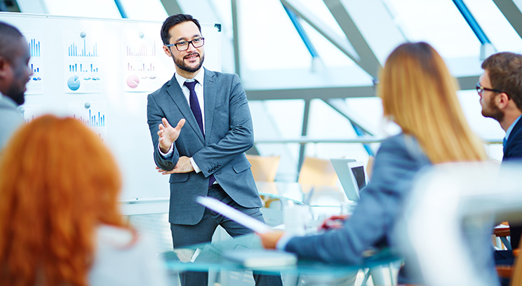 a business man giving a presentation