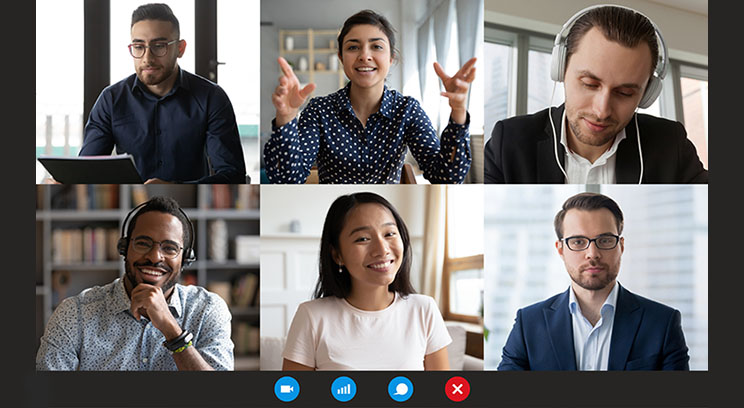 business people in an online meeting