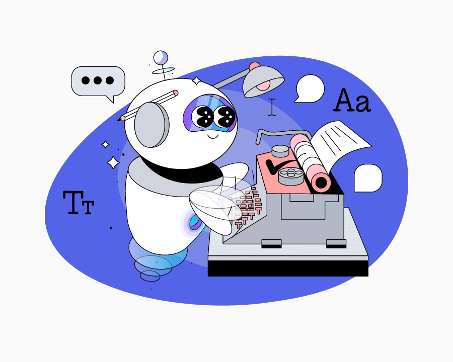 A robot at a typewriter.