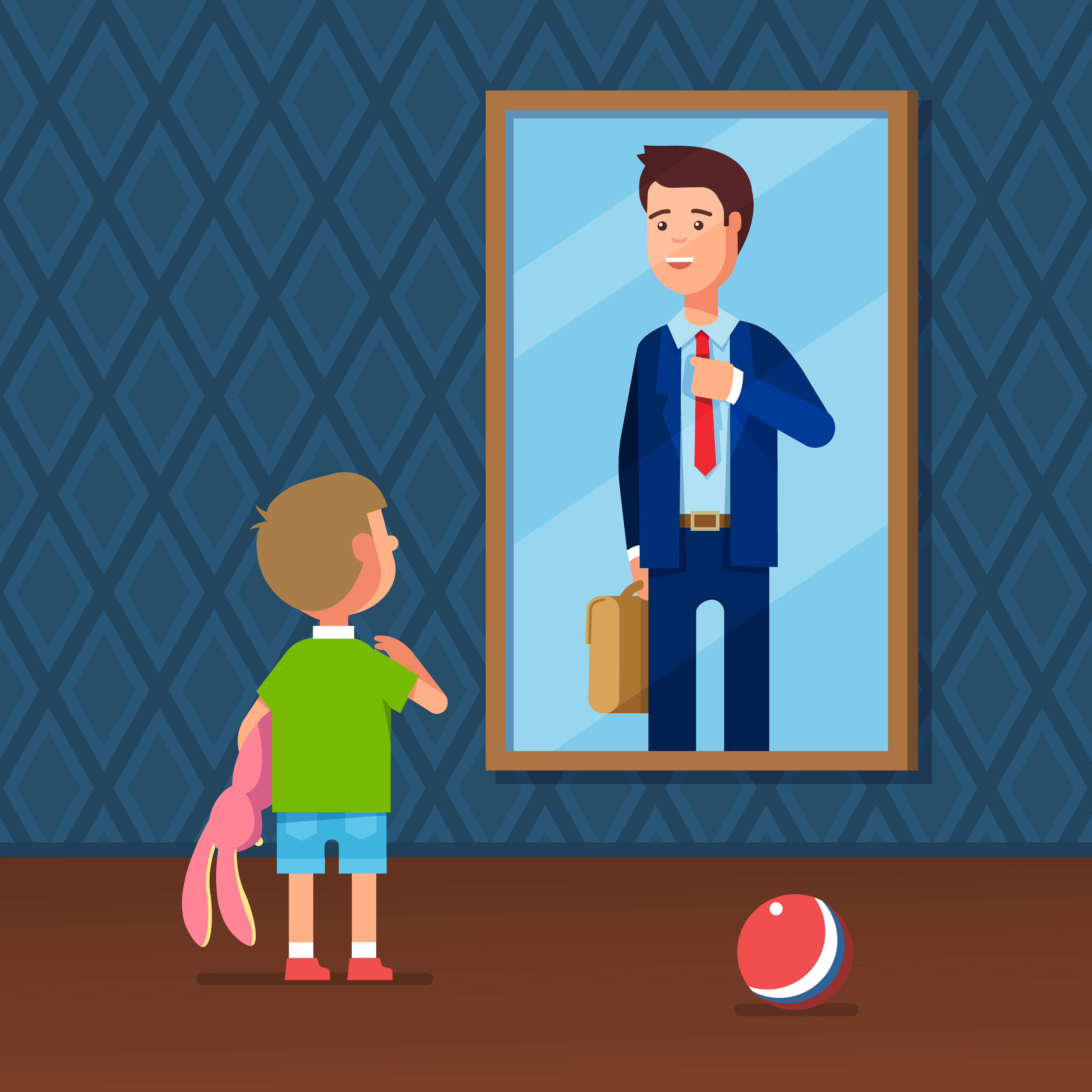 Kid dreaming about becoming lawyer in future. 