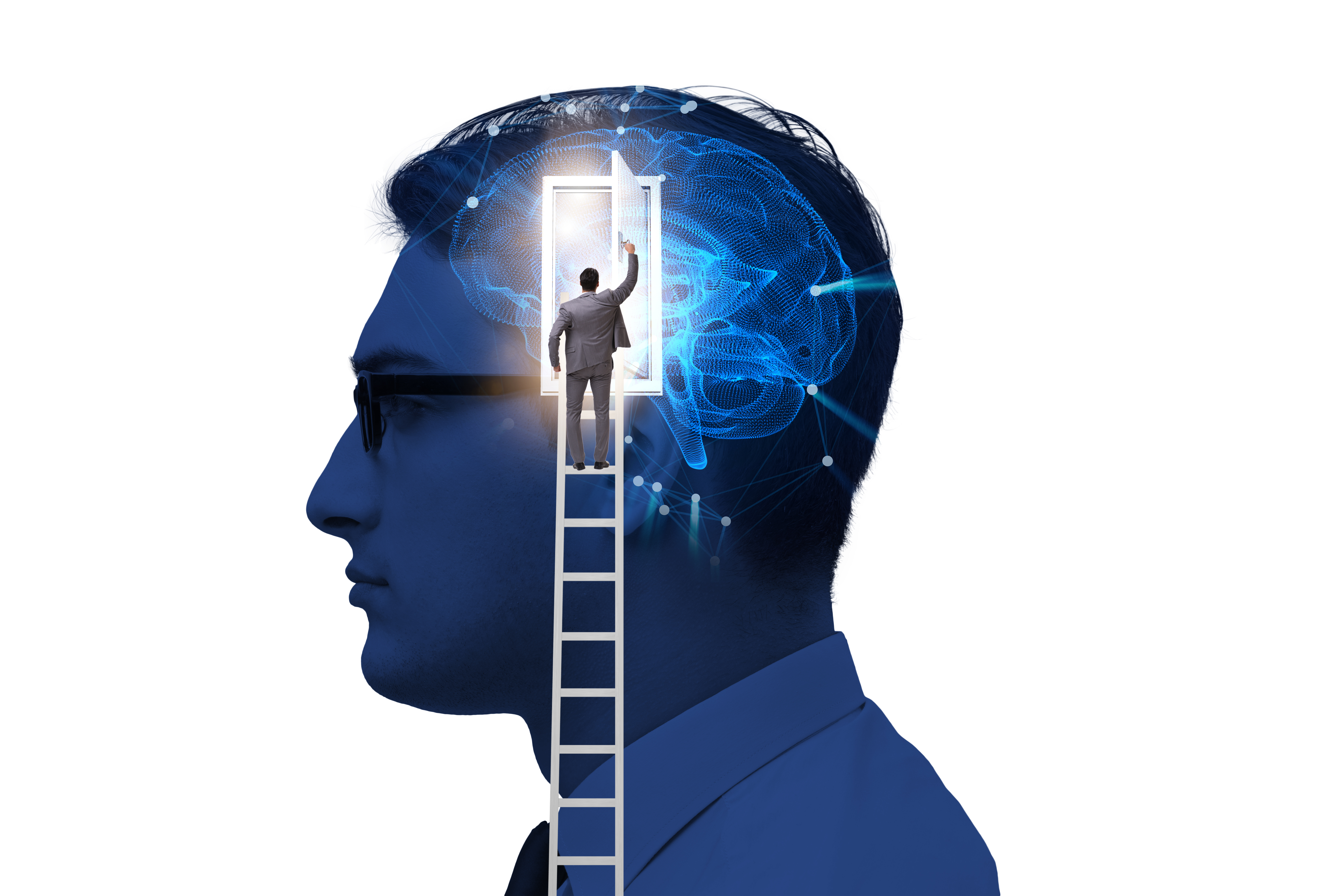 Businessman opening door to mind.