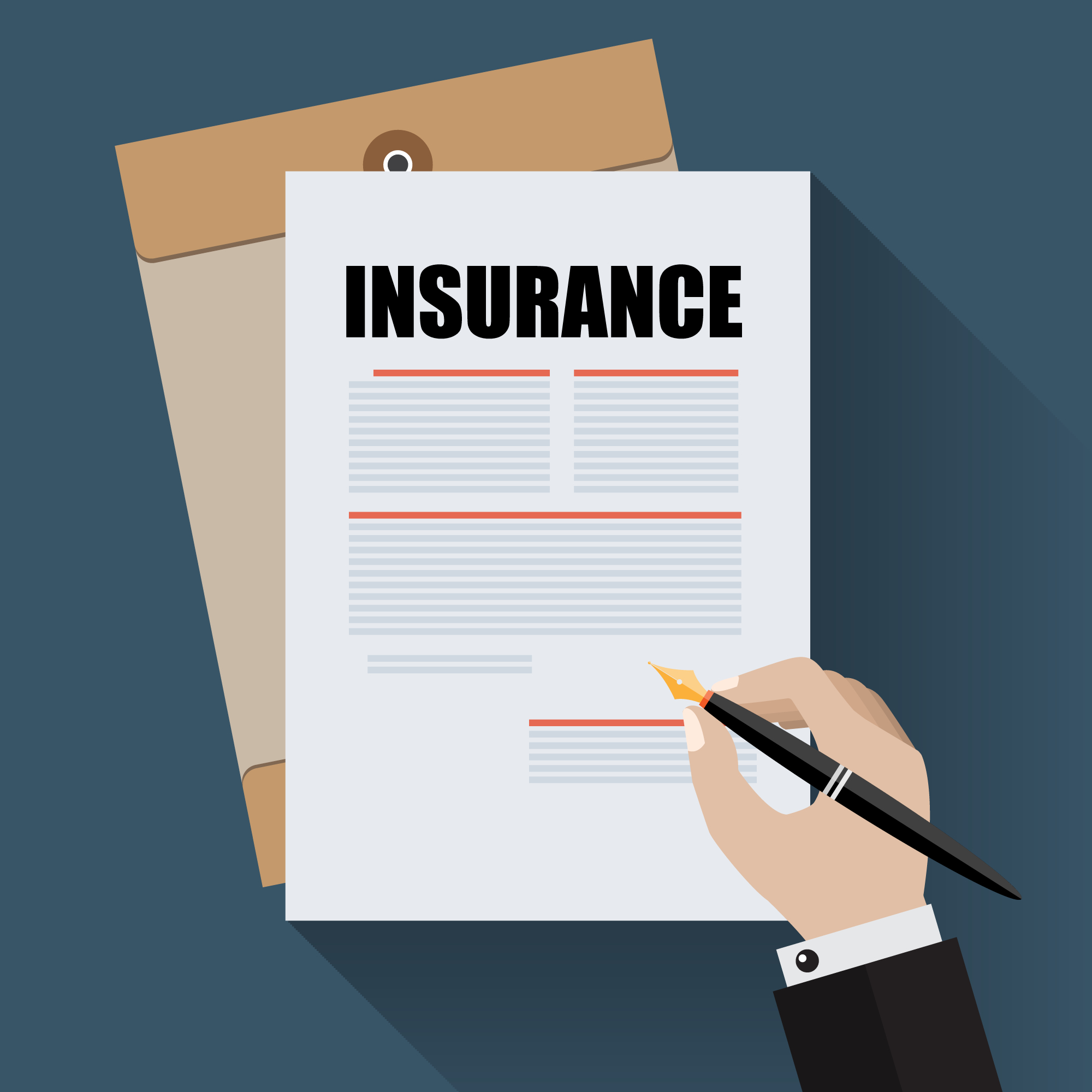 Man signs insurance policy.