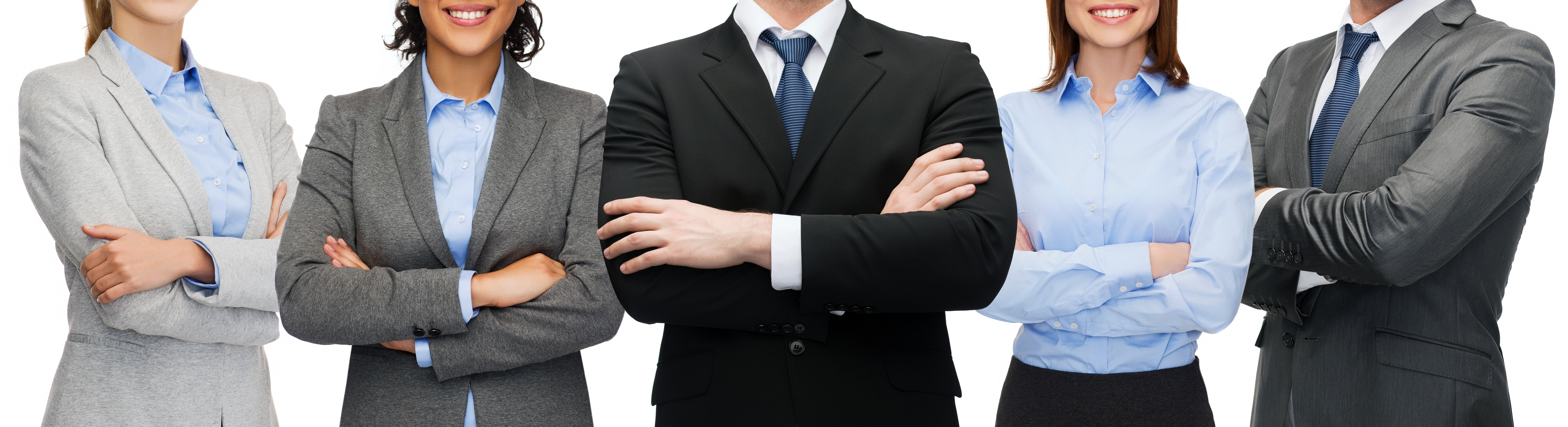 Team of lawyers with hands crossed.