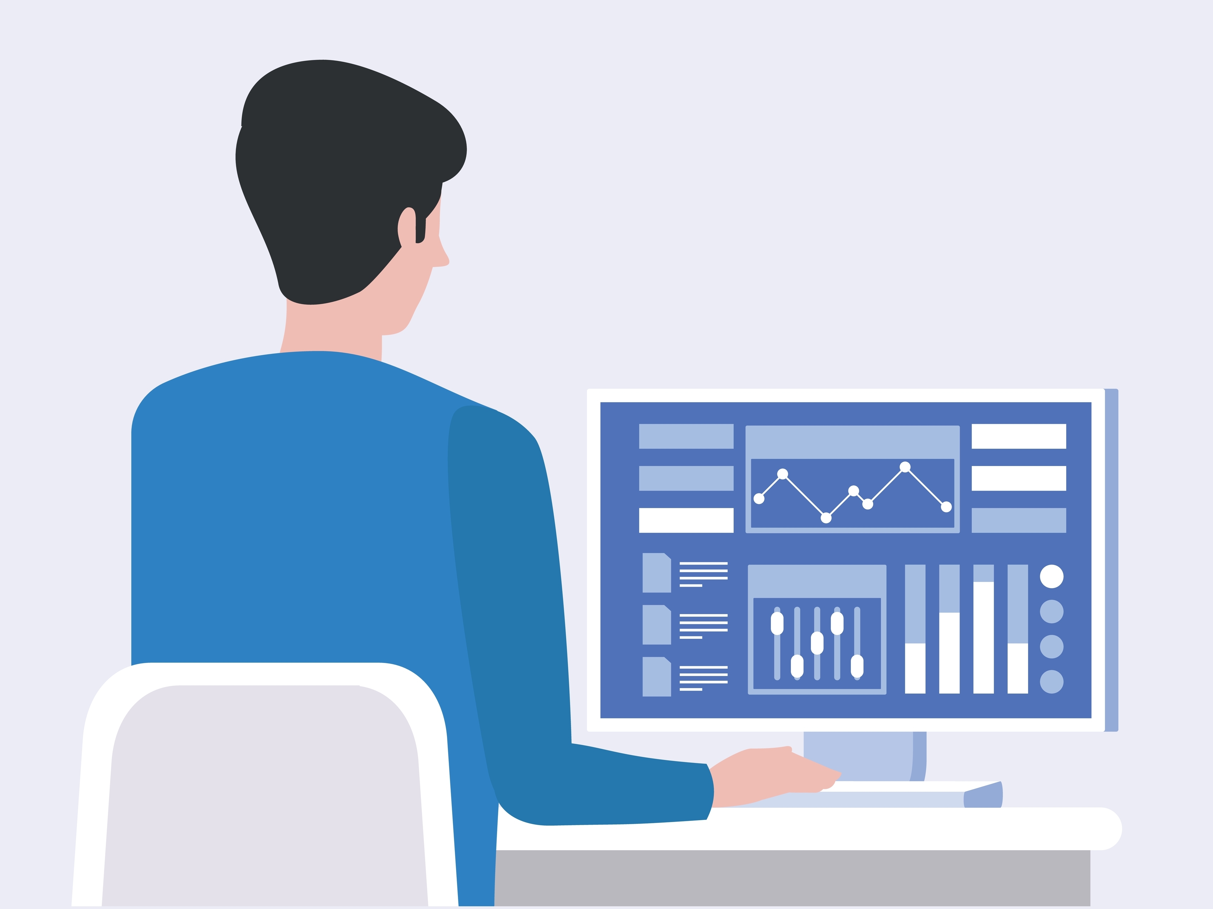 Person monitoring business data.