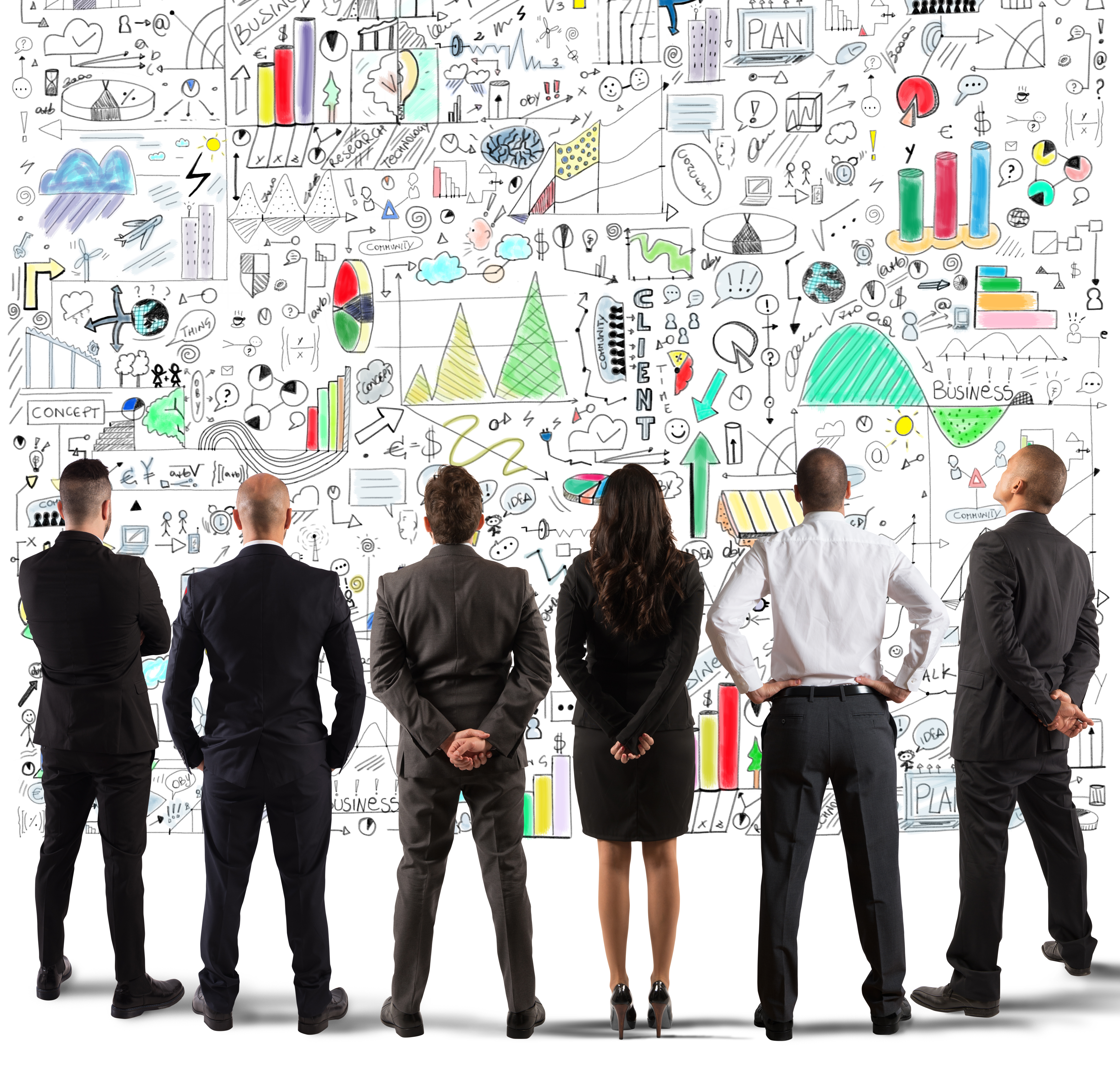 Business team looking at complex project.