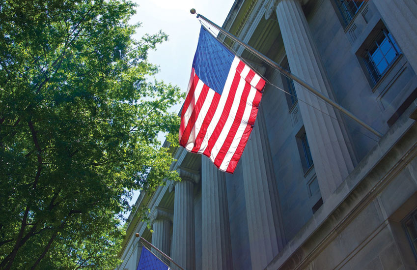 flag flying outside a building