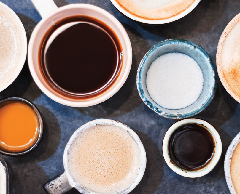 Several cups of coffee