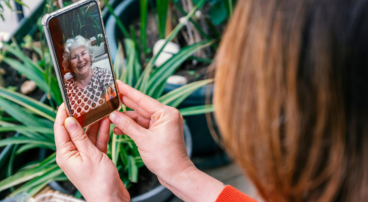 a person having a video call on their phone