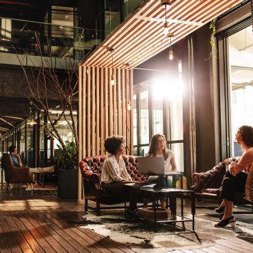 Workers in modern workplace