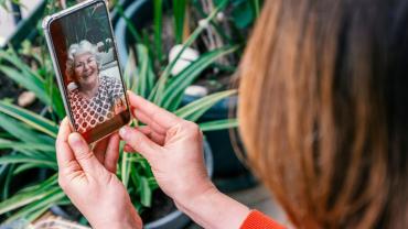 a person having a video call on their phone