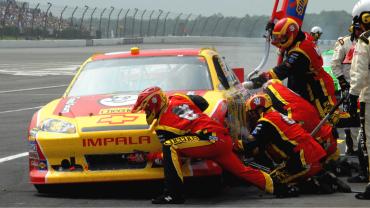 Pit stop at NASCAR race