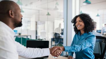 Woman accepting job offer