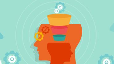 Illustration of thoughts entering a head