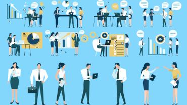 illustration of people working different tasks