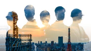 silhouettes with Vietnamese skyline 