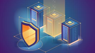 Shield in front of computer servers. 