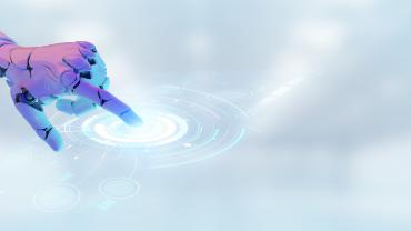 robotic hand touches a surface