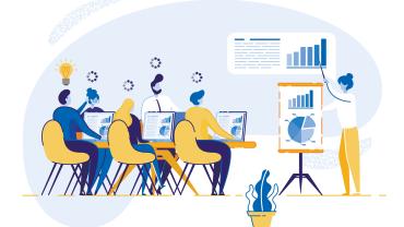 Team of lawyers present during a compliance training. 