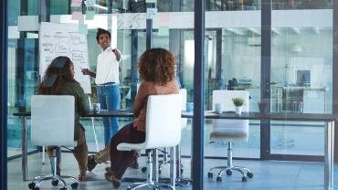 Workers in business meeting