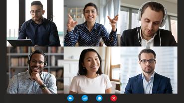 business people in a virtual meeting