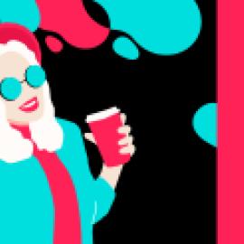 Vector graphic of social media influencer taking a selfie. 