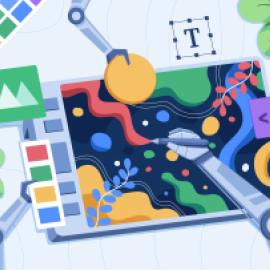 Group of generative AI working on a piece of art together. 