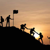 people climbing a mountain