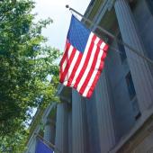 flag flying outside a building