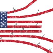 hurdles placed over the stripes in the american flag