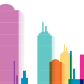 colorful city skyline