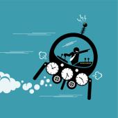 Businessman in time machine