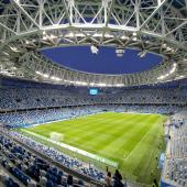 corner view of soccer stadium from the seats