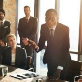 Diverse group of business leaders in a boardroom