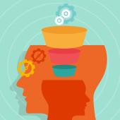 Illustration of thoughts entering a head