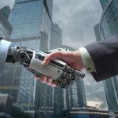 robot shaking hands with a human