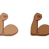 pumped-up arms in different skin colors