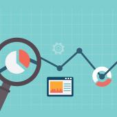Magnifying glass focused on a set of data. 