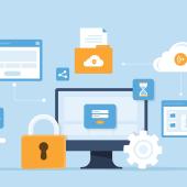 Illustration showing lock and computers