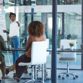 Workers in business meeting