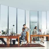 Workers in modern office