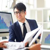 Worker with financial documents