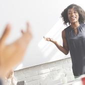 a business woman giving a presentation